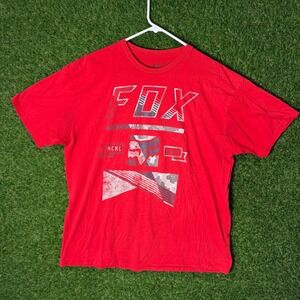 Mens FOX Racing Red Graphic Print Short Sleeve T-Shirt Size XL